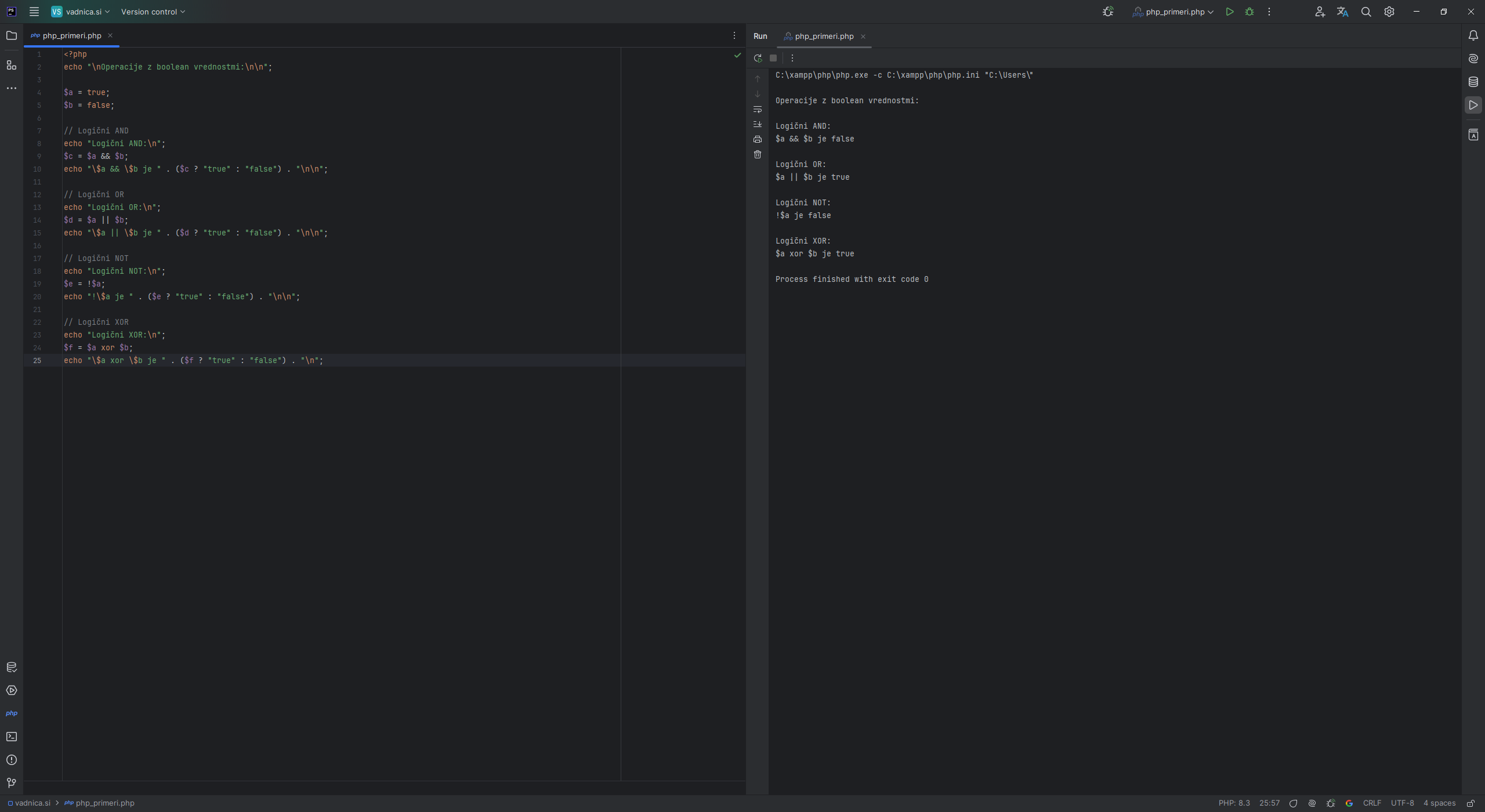 Operacije z boolean vrednostmi