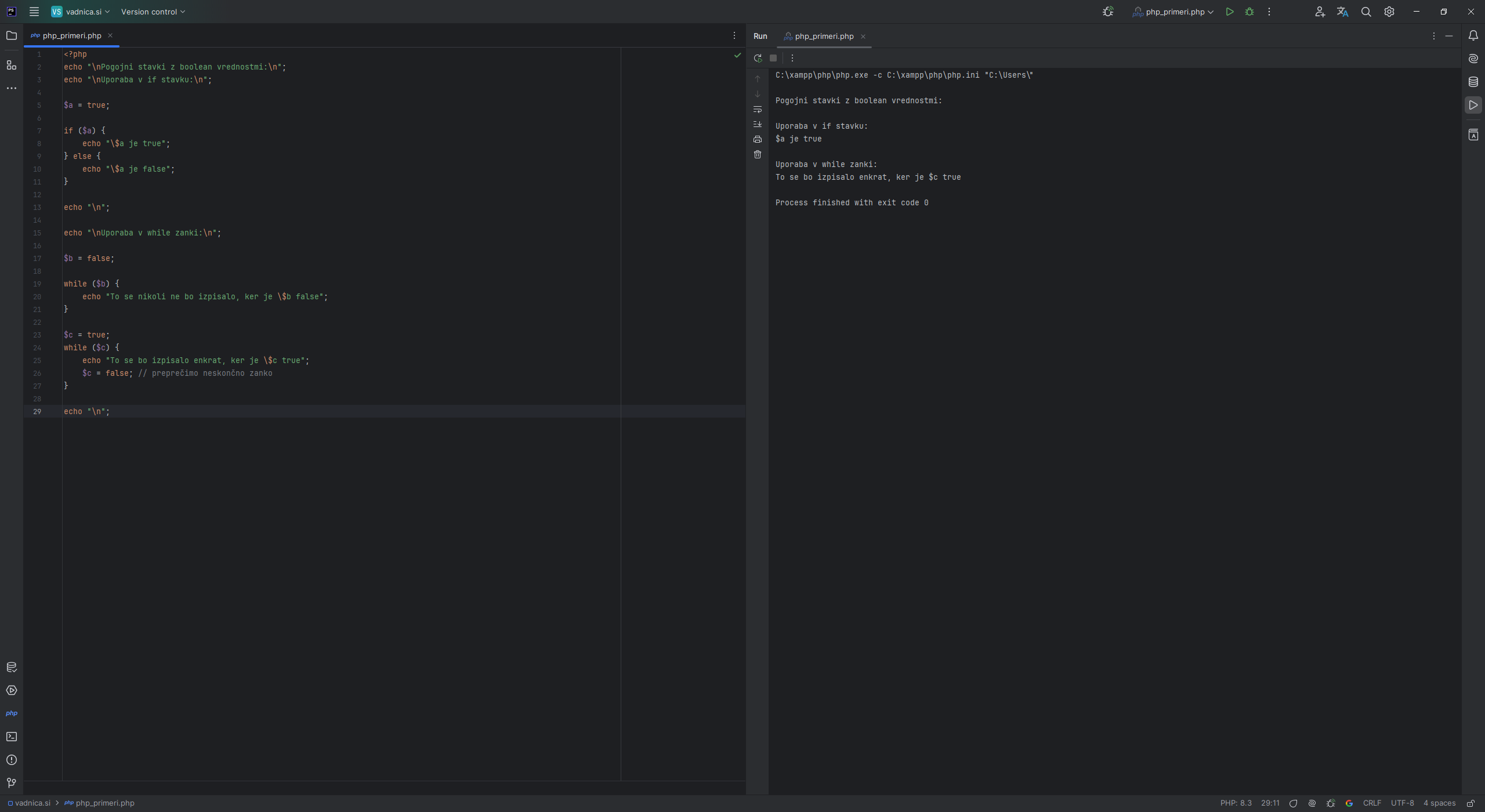 Pogojni stavki z boolean vrednostmi