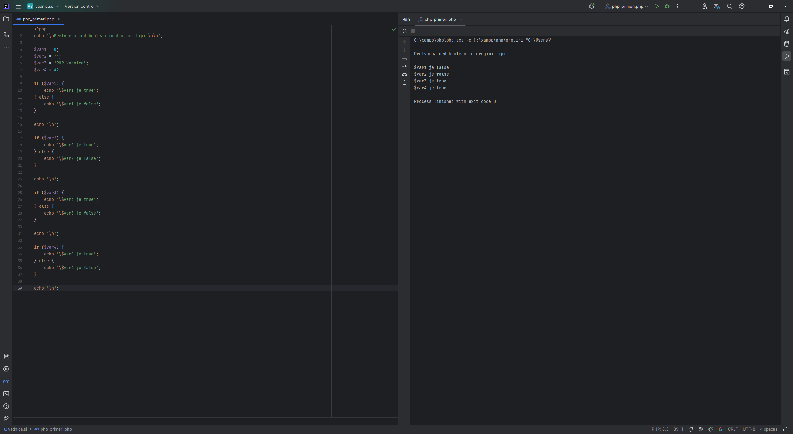 Pretvorba med boolean in drugimi tipi