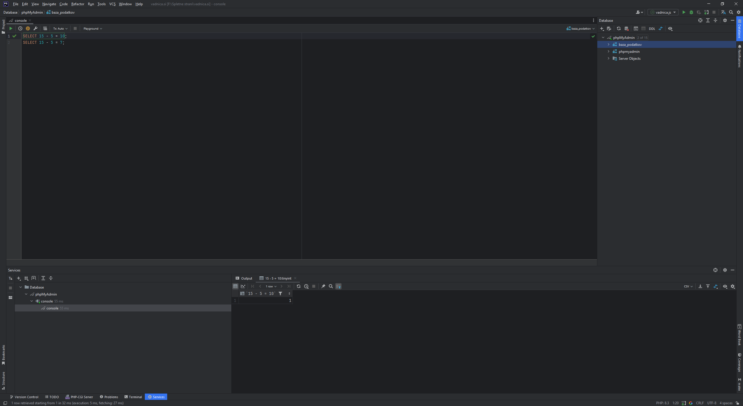 Dodamo operator seštevanja 1